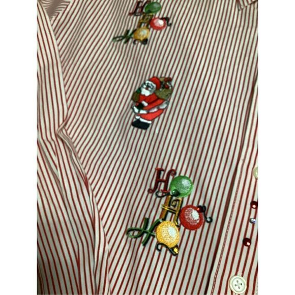 Vintage Mili Designs Stripe Button Down Christmas Shirt Size: XL - Picture 5 of 11